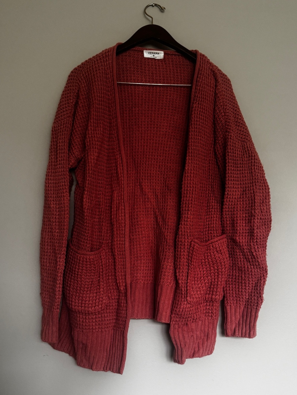 Zenana Cozy Open-Front Chunky Cardigan Sweater - Rust size M